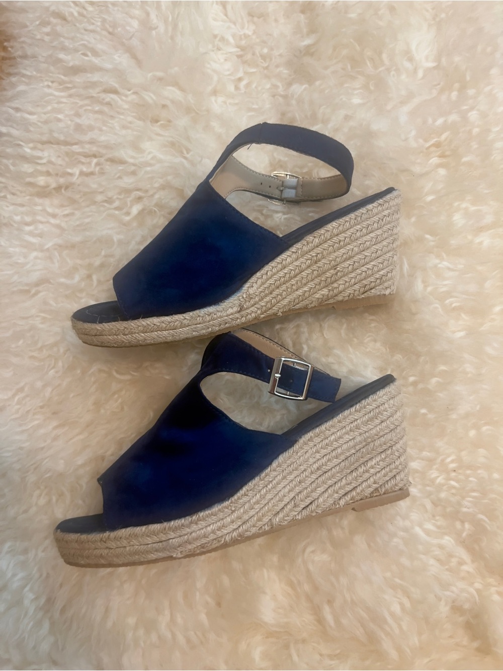 NWOT Wedge Espadrille Sandals in Navy Blue size 8